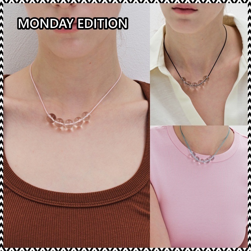 ネックレス・ペンダント Monday Edition _ Clear Quartz with Colored String (3 colors) MONDAY EDITION CLEAR QUARTZ WITH COLORED STRING