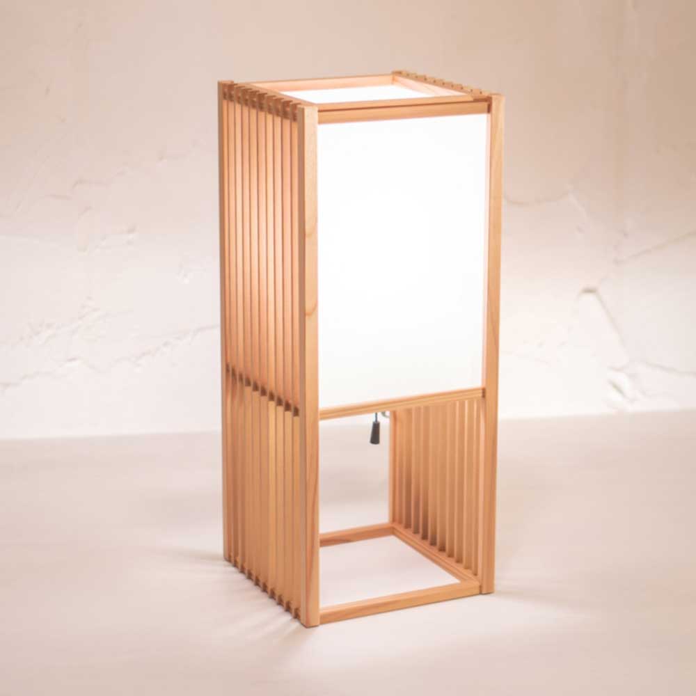 和風スタンドライト　調（S） shirabe　行灯　高さ43cm　杉材と強化和紙の照明器具　LED電球対応　日本製インテリアライト　和の優しい灯り
