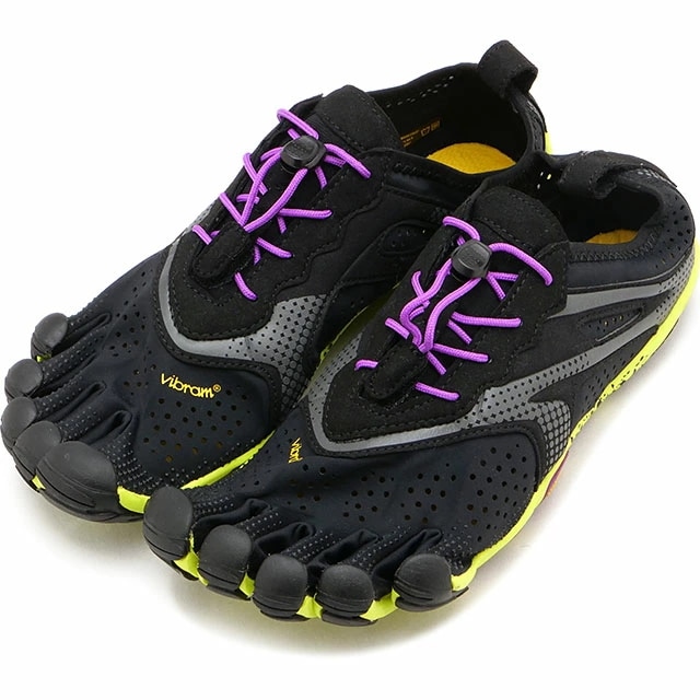 5本指シューズ レディース V-Run [16W3105] 靴 ベアフットスニーカー 黒 Black/Yellow/Purple 正規取扱店