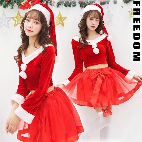 クリスマス サンタ サンタコスプレ サンタレディ サンタガール サンタクロース コスプレ コスチューム 衣装 セクシー パーティー イベント インスタ 撮影 アイドル パニエスカートが可愛い！背中編