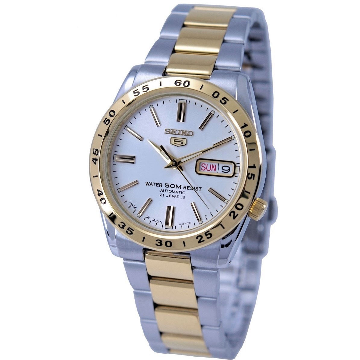 SEIKO5 機械式 自動巻き 5気圧防水 シルバー ゴールド 海外モデル メンズ SNKE04J1 腕時計