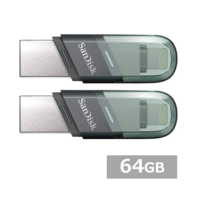 【2セット】 サンディスク USBメモリ SDIX90N-064G-GN6NN iXpand Flash Drive Flip 64GB Sandisk iPhone用 iPad Lightn