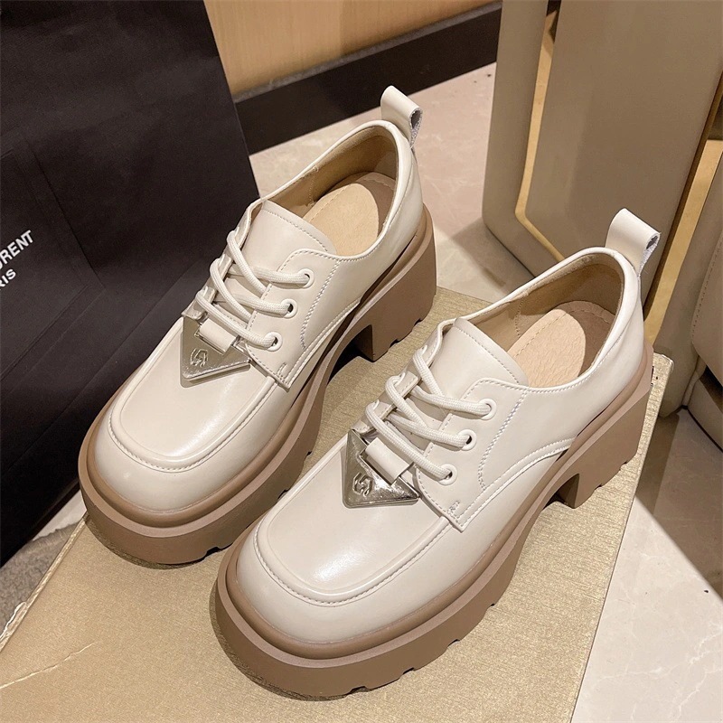 2024春夏人気新作ハイヒールレディース靴子ローファー韓国ファッションパンプス本革ブランド厚底靴英倫風カジュアル楽福靴