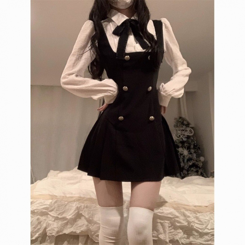 【1つ買うと10つ無料】秋のドレスフェイク2つのお菓子と薄いドレスレディースカレッジウィンドマムプリンセススリムスイートスロット女性