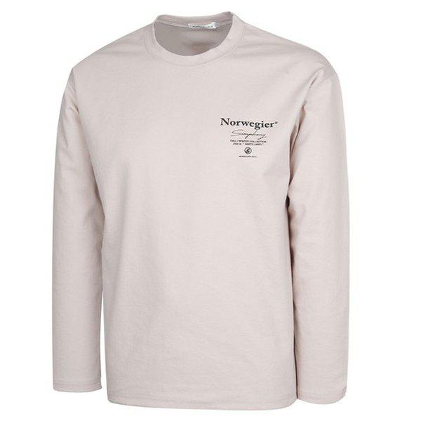 男性用ノルウェーのブントラウンド長袖Tシャツ RB-TSA-Q007-ベージュ