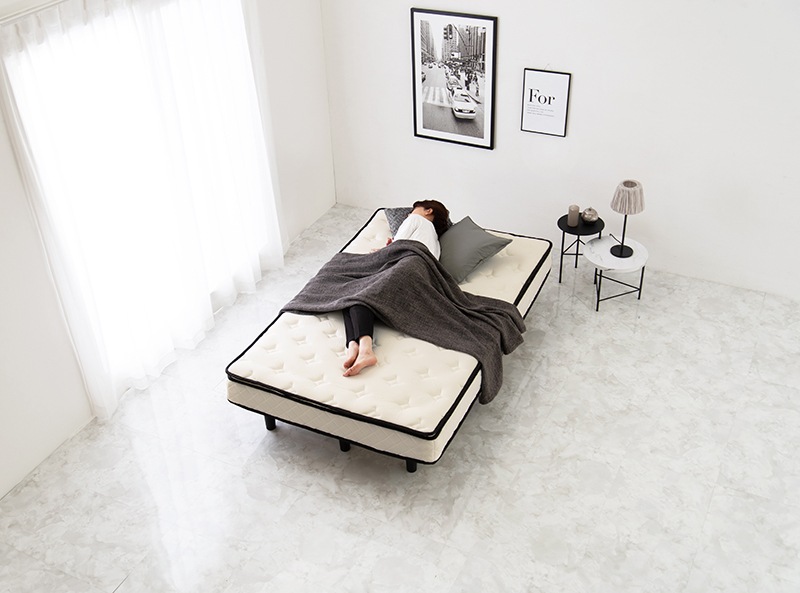 ベッド セミダブル ポケットコイルマットレス付き すのこ 軽い コンパクト スノコ 脚付きマットレス ベット