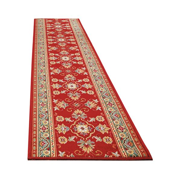 ベルギー製 廊下敷き/ラグマット (67×540cm レッド) 長方形 防滑 撥水 撥油加工 高耐久性 (玄関 キッチン) 10,986円
