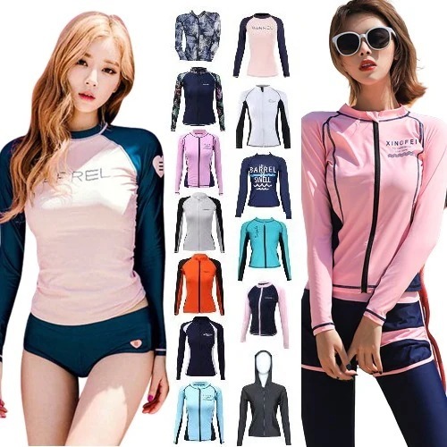 セク 体型カバー 日焼け防止 かわいい おしゃれ 大きいサイズ uvカット ウェットスーツ セパレート タイツ パンツ レギンス 長袖 水着 5点セット 上下セット レディース ラッシュガード