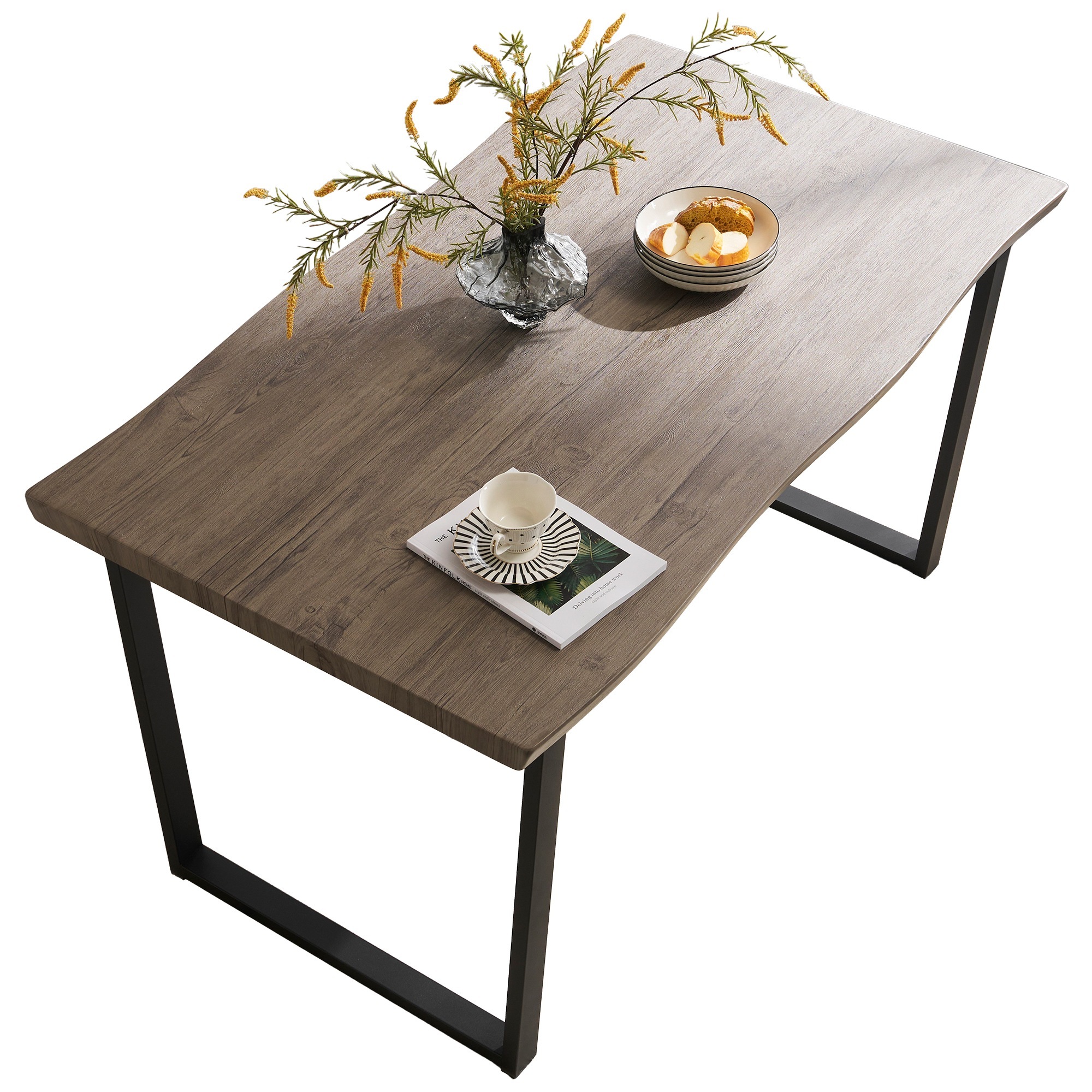 【テーブル単品販売】20ダイニングテーブル 食卓 4人用 2人用 幅140cm Grey + MDF+Steelおしゃれ 組み立て非常に簡単 ソリッド ハイエンド ヴィンテージ風 モダン 客用 書斎用