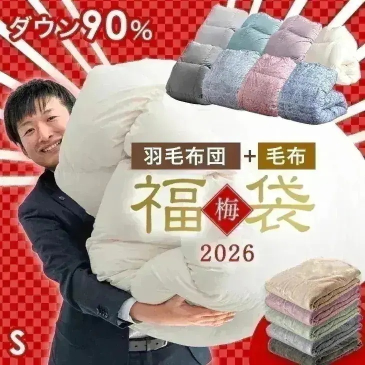 羽毛布団 シングル 冬 洗える 掛け布団 福袋 2026 暖かい 日本製 毛布 冬用 ホワイトダックダウン90％ 羽毛 布団 ブランケット 2枚合わせ毛布 ふわとろ 13,160円