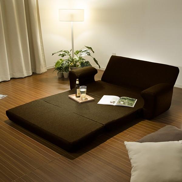 ソファベッド 布 ファブリック ソファーベッド 折りたたみ 肘掛けつき ひじ付き シンプルデザイン