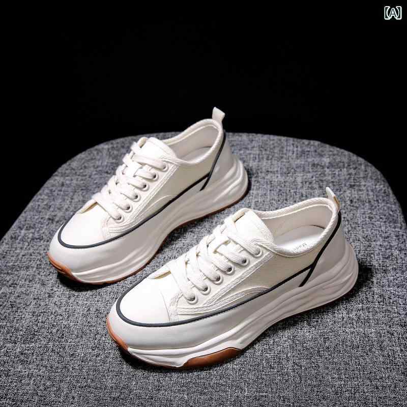 キャンバス シューズ レディース 春秋 婦人靴 スポーツ レジャー 厚底 小さい 白い スニーカー