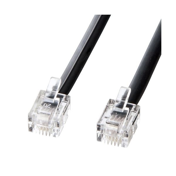 （まとめ） サンワサプライ モジュラーケーブル（黒） TEL-N1-7BKN2 (×5セット)
