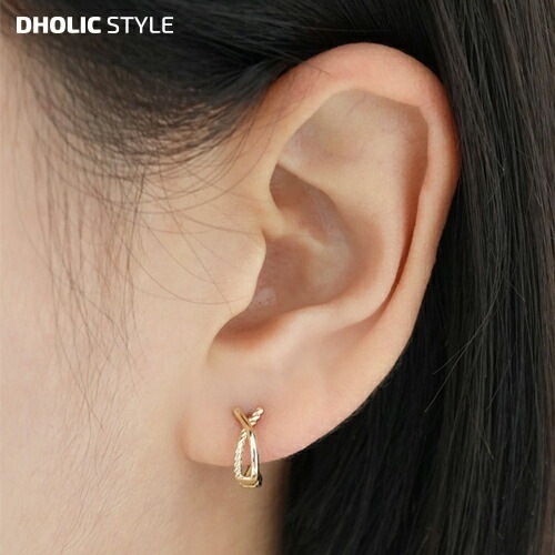 [メガ割りSALE]ツイストクロスリングピアス・p459095