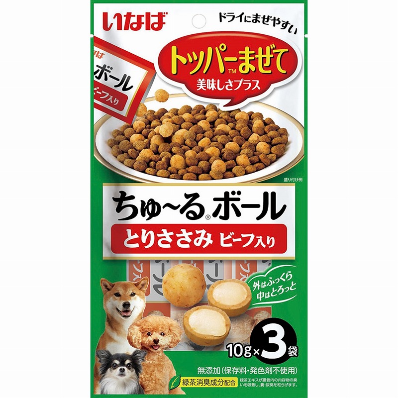 （まとめ買い）いなば ちゅ～るボール とりささみ ビーフ入り 10gx3袋 犬用おやつ [x18]