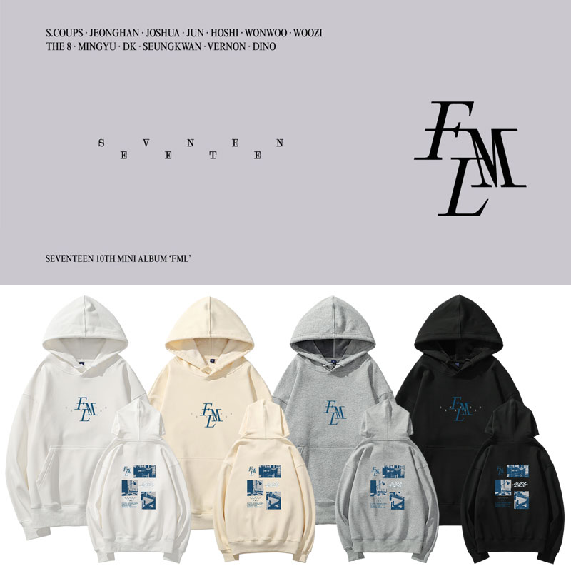 seventeen アルバム Fml スウェットシャツ ルーズショルダープリントプルオーバーパーカー