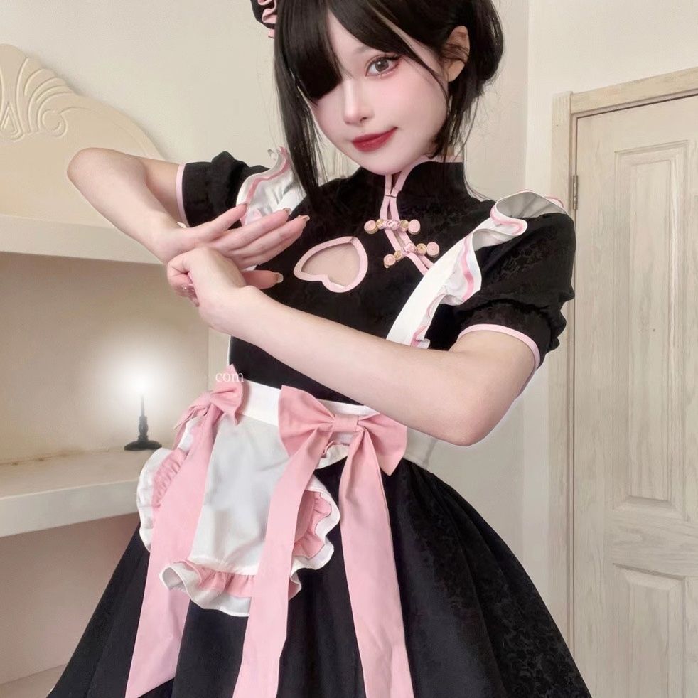 ピンクロリー 中華風メイドコスプレスカート ワンピース メイド服のコスプレ ロールプレイング