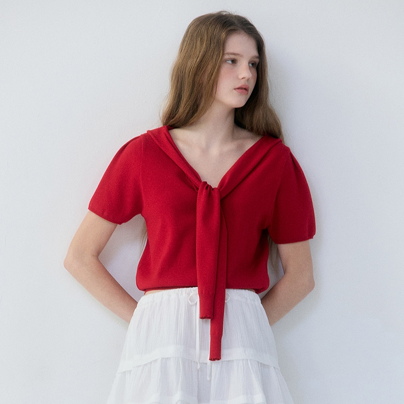 Layered Half Sleeve Knit (Red)