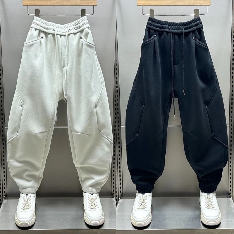 秋冬新しい 切り替え スウェットパンツ メンズ ゆったり 百掛け カーゴパンツ ロングパンツ カジュアル ハンサム 裏起毛 スポーツパンツ