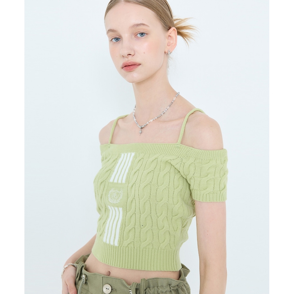 LARTIGENT L4ケーブルオフショルダーニット(グリーン)