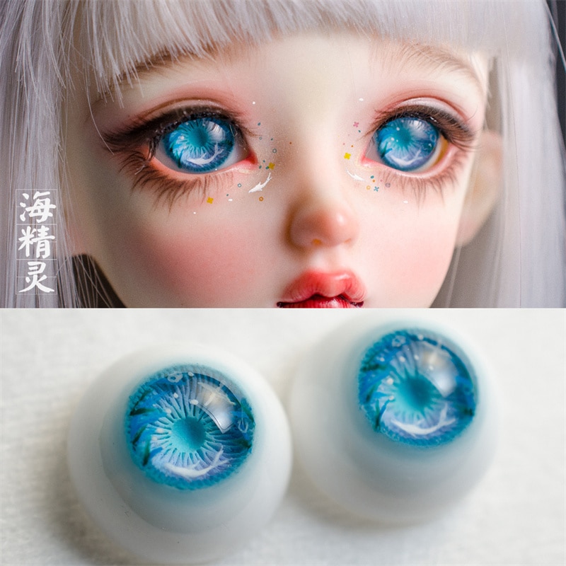 BJD ドール アイ 『海の精霊』 ブルー 石膏アイ 三白眼 10mm/12mm/14mm/16mm/18mm/20mm/22mm/24mm SD/MSD/幼SD球体関節人形用アイ