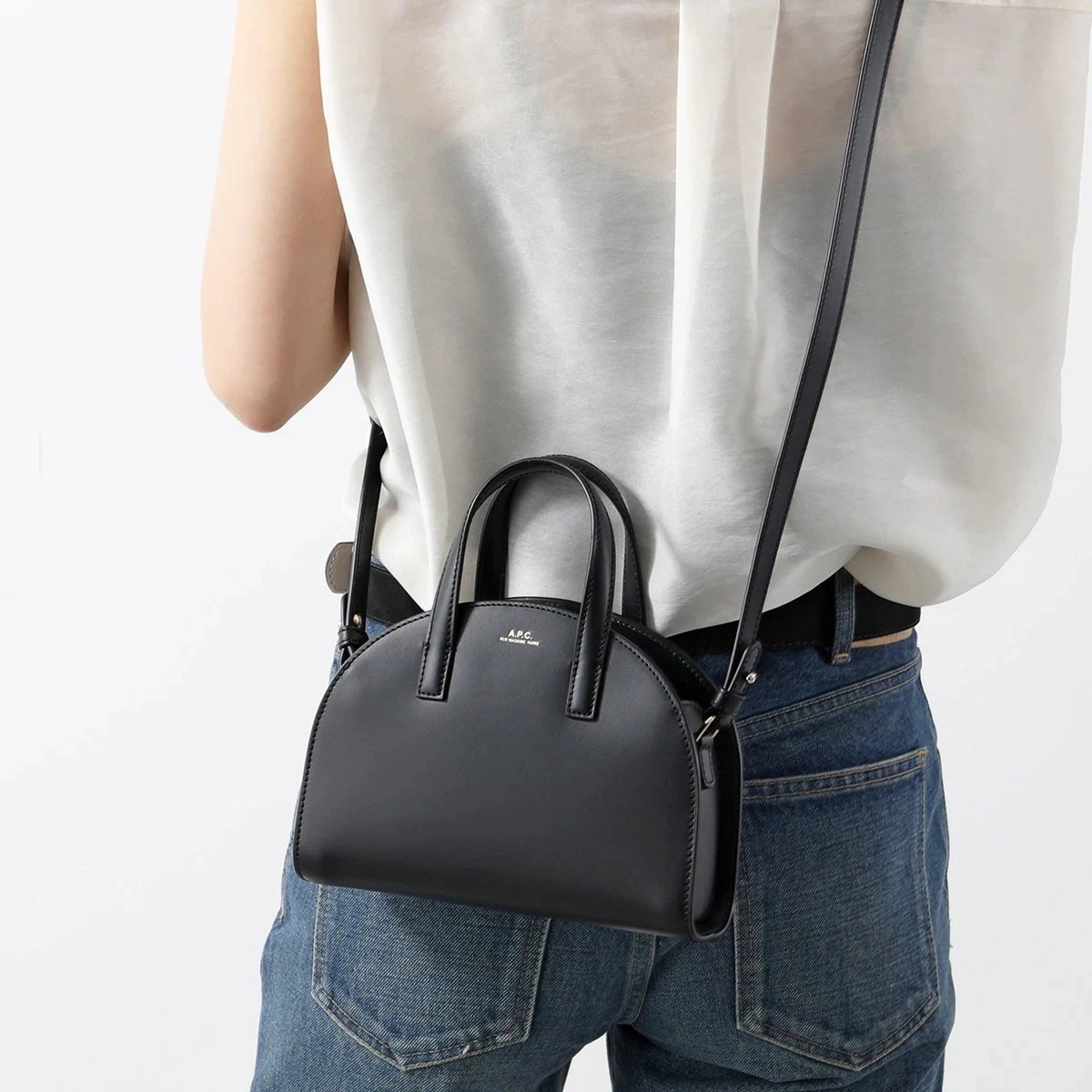 APC A.P.C. アーペーセー ショルダーバッグ Tote Demi Lune Small デミルーン PXCAX F61942 レディース レザー ハーフ 【mega】