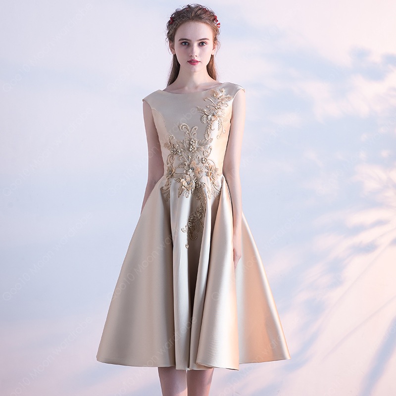 パーティードレス 結婚式 ドレス 袖なし 卒業式 大人 フレアドレス ウェディング パ-14