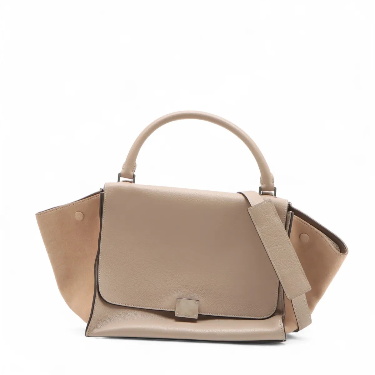 美品 トラペーズ ベージュ 肩掛け レザー 2WAY ハンドバッグ トート ショルダー 本革 レディース MMM CN50-11 中古