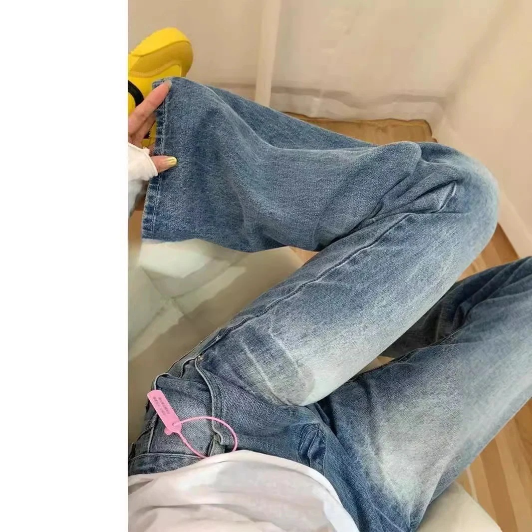 大人気！ 脚長効果 デニムパンツ レトロ ジーンズ レディース 2025春秋新作 ハイウエスト ストレート ゆったり 百掛け 薄手 ワイドパンツ 韓国ファッション