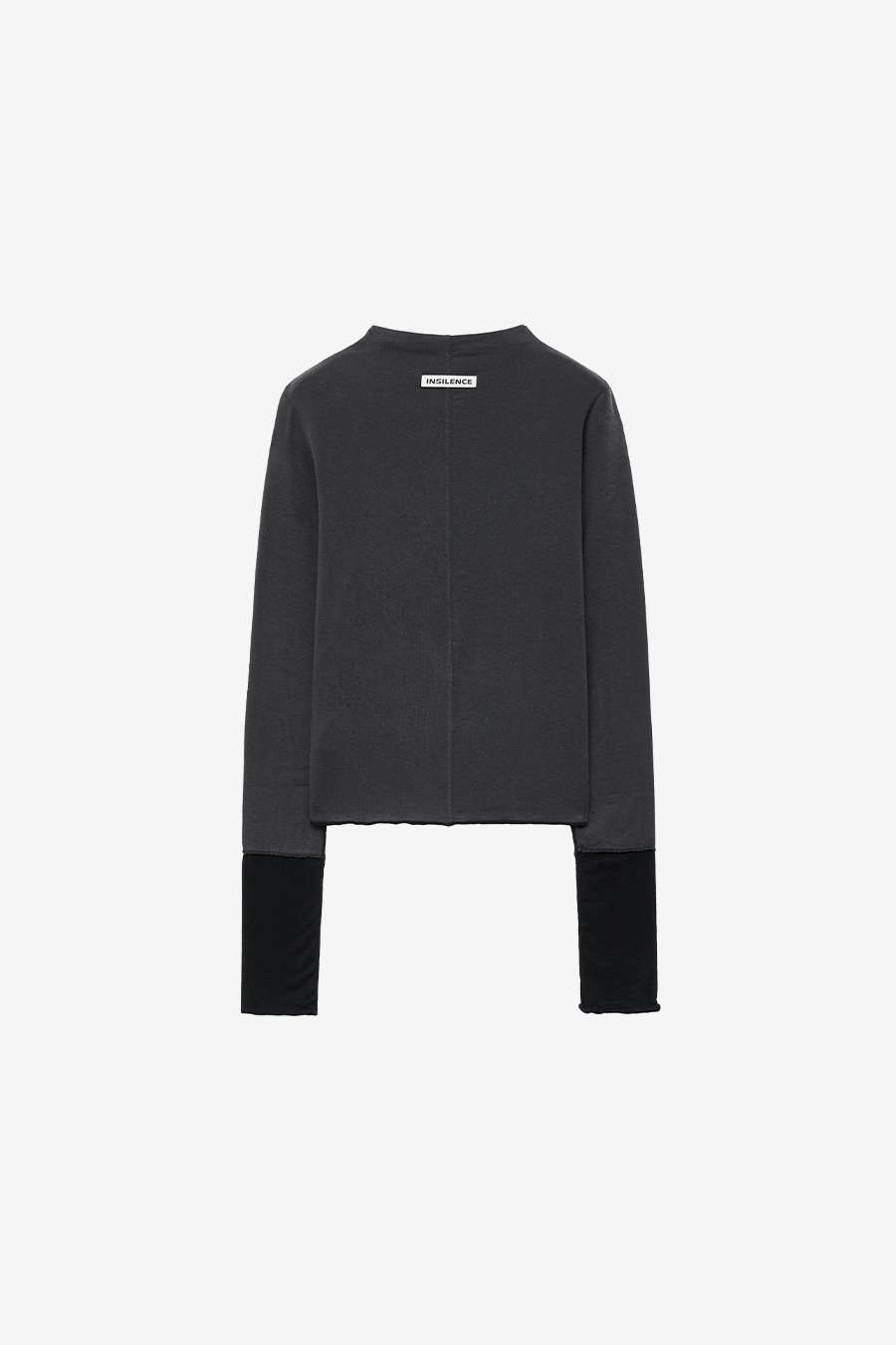 【INSILENCE】 COLOR BLOCK WOOL LONG SLEEVE : CHARCOAL