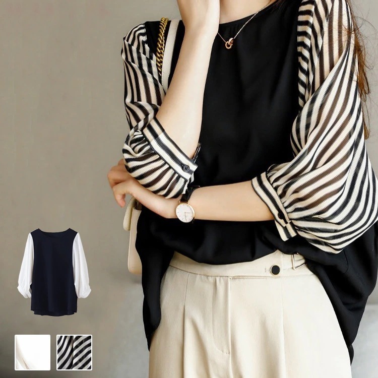 大人気！ 春夏新作切り替え ブラウス Tシャツ 可愛い ゆったりしたTシャツ レディース Tシャツ 大人気 シャツ ブラウス