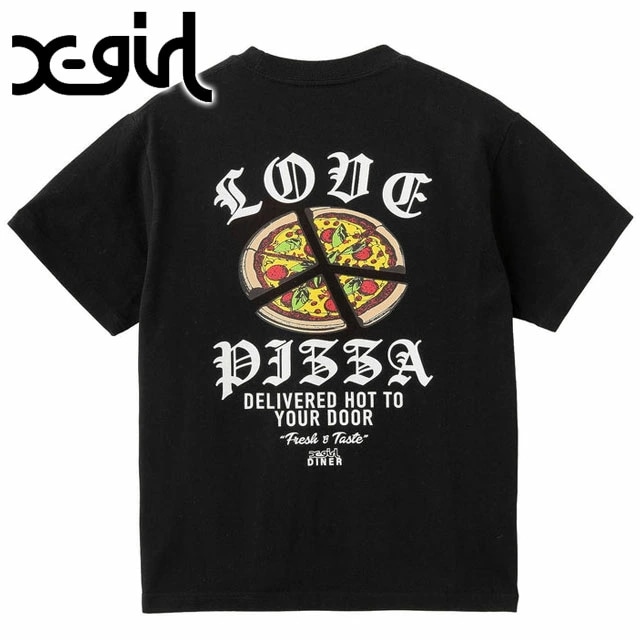 メール便 ピースピザ ショートスリーブ Tシャツ [105251011015] PEACE PIZZA S/S TEE レディース トップス 半袖 バックプリントティー BLACK 正規取扱店