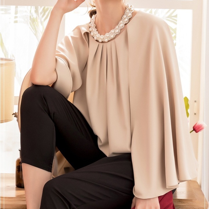 ノースリーブトップス テーパードパンツセットアップ ケープスリーブトップス エレガントセットアップ トップス ボトムス パンツ セットアップ シャツ カットソー プルオーバー ストレートパンツ 8,735円