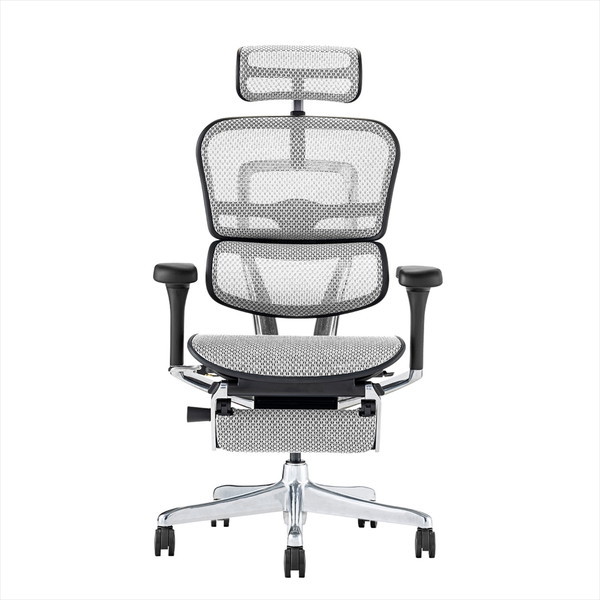 Ergohuman EHP2-LPL-BF-WH ブラックフレームホワイトメッシュ PRO2 Ottoman [オットマン内蔵 高機能オフィスチェア ヘッドレスト付き] メーカー直送