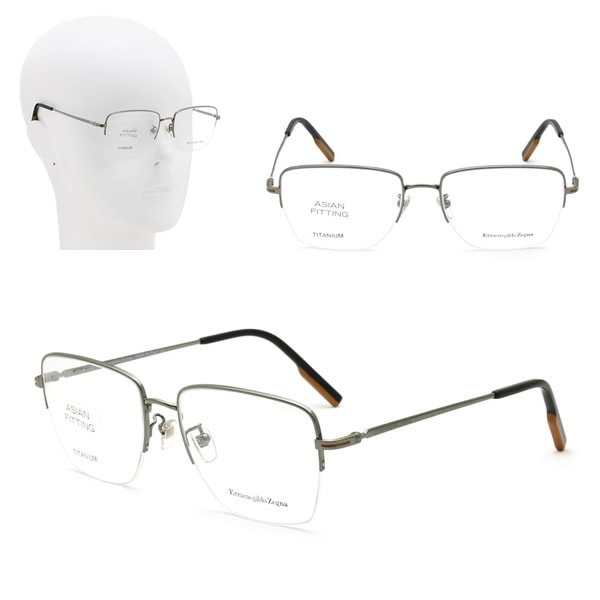 フレームのみ EZ5209-D/V 012 56 Ermenegildo Zegna シルバー メガネ 眼鏡 ノーズパッド