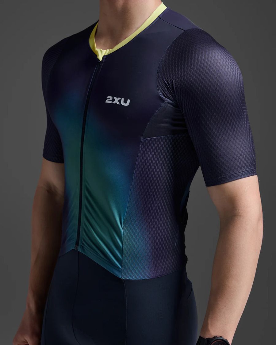 2XU MT7394D-MDN-CLM-M トライアスロンスーツ MT7394d-MDN-CLM Aero Hex Sleeved Trisuit - Mdn-clm [メンズ]（サイズ：M） MT