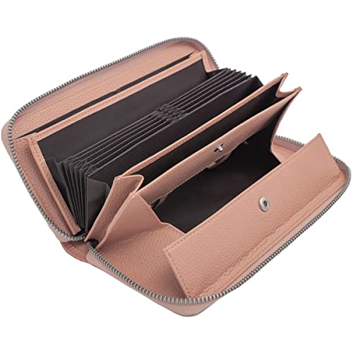 [] 財布 レディース 大容量 じゃばら 長財布 本革 ギャルソン レシートと小銭を自動で仕分け 多機能 ウォレット コインスルー ダスティピンク