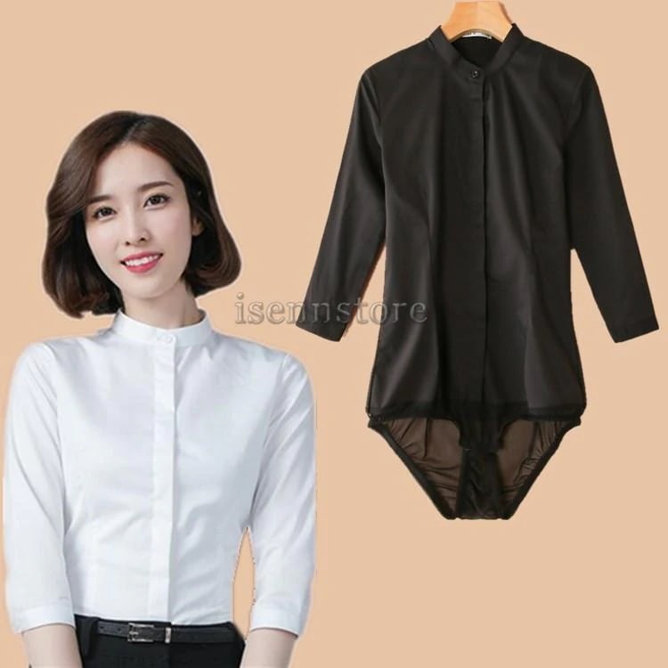 上品-販売中S~4XL ボディシャツ つなぎ Ｙシャツ レディース 長袖 半袖 七分袖 超 ハイネック ボディブリファー トップス 無地 着痩せ ビジネス通勤 OL 着崩れない