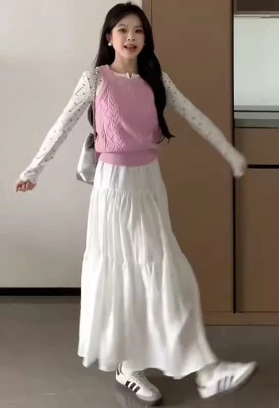 ティアードスカート ロング レディース ボトムス ガーリー マキシスカート ハイウエスト スリム Aライン 春秋 ホワイト ピンク ブラック 4,943円