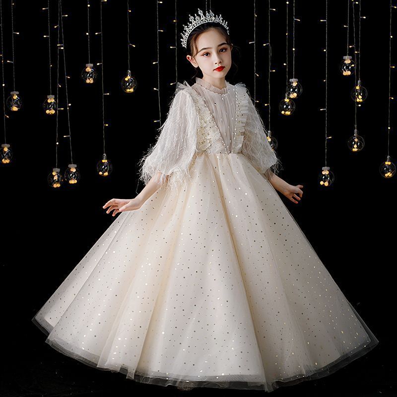 子供用イブニングドレス ハイエンド 女の子 誕生日 プリンセスドレス リトルガール ホスト フラワーガール ピアノ演奏 秋冬 母の日 母の日-0008580