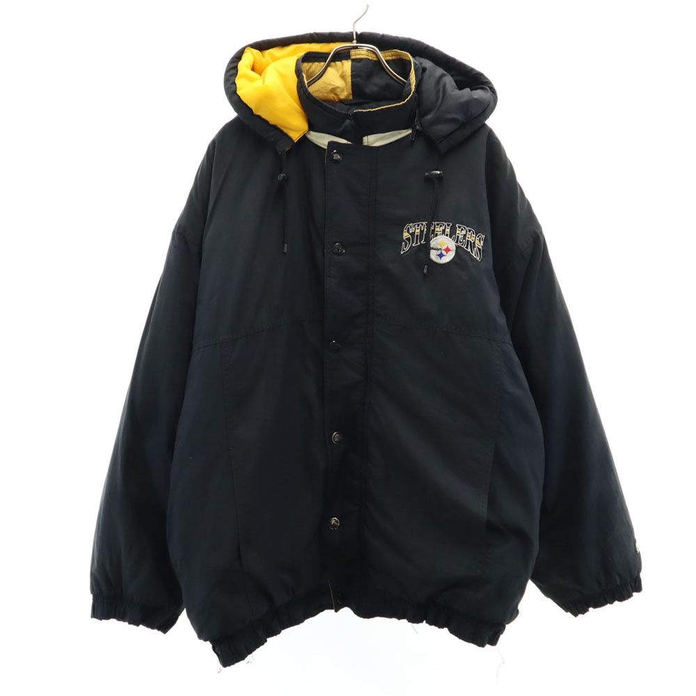 90s NFL オールド 長袖 ナイロンジャケット XL ブラック系 フード メンズ