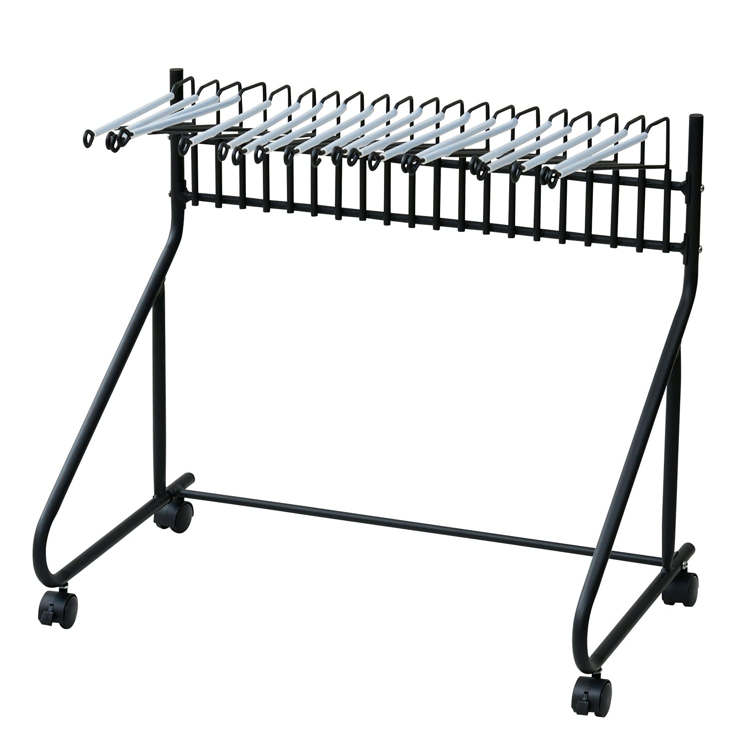 [山善] スラックスハンガー キャスター付き 20本 出し入れカンタン すべりにくい 選びやすい 幅73.5×奥行43.5×高さ66.5cm スラックスハンガーラック 組立品 ブラック RSL-20(