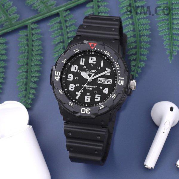 MRW-200H-1B ダイバールック 回転ベゼル デイデイト スポーツ メンズ ウレタン 時計 d