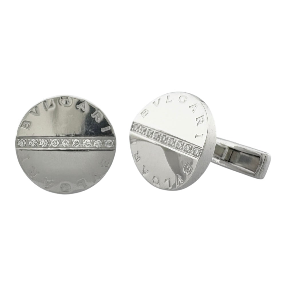 ブルガリ ブルガリブルガリ カフス 18金 K18ホワイトゴールド ダイヤモンド BVLGARI 中古 美品