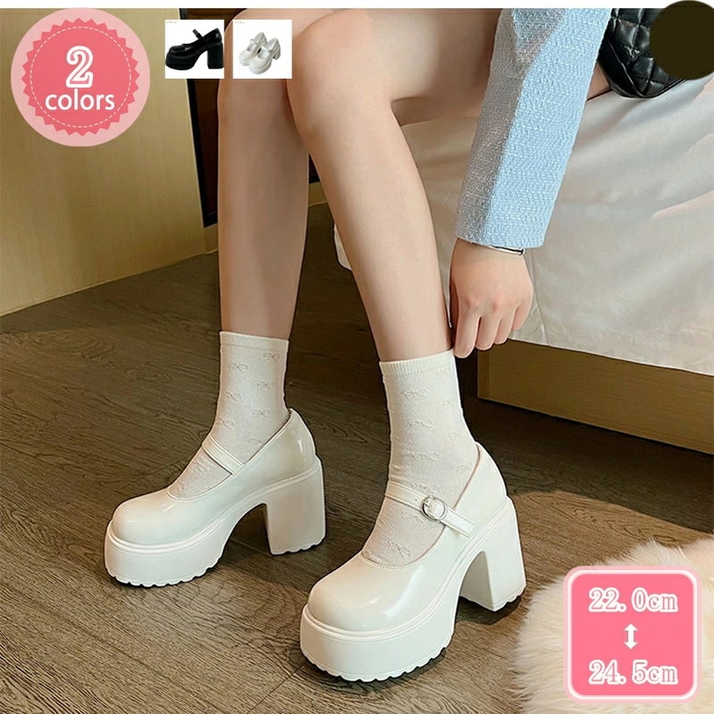 1000円OFFクーポン 厚底 甲 ストラップ 付き パンプス ハイヒール ヒール 高め スクエアトゥ ヒール 太め レディース 女の子 黒 大きいサイズ 10CMヒール 歩きやすい 可愛い キャバ