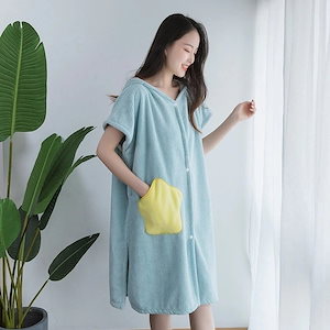 着るバスタオル ワンピース レディース 吸水 湯上りタオル バスタオル ローブ 部屋着 便利 お風呂上がり ラッキーボックス