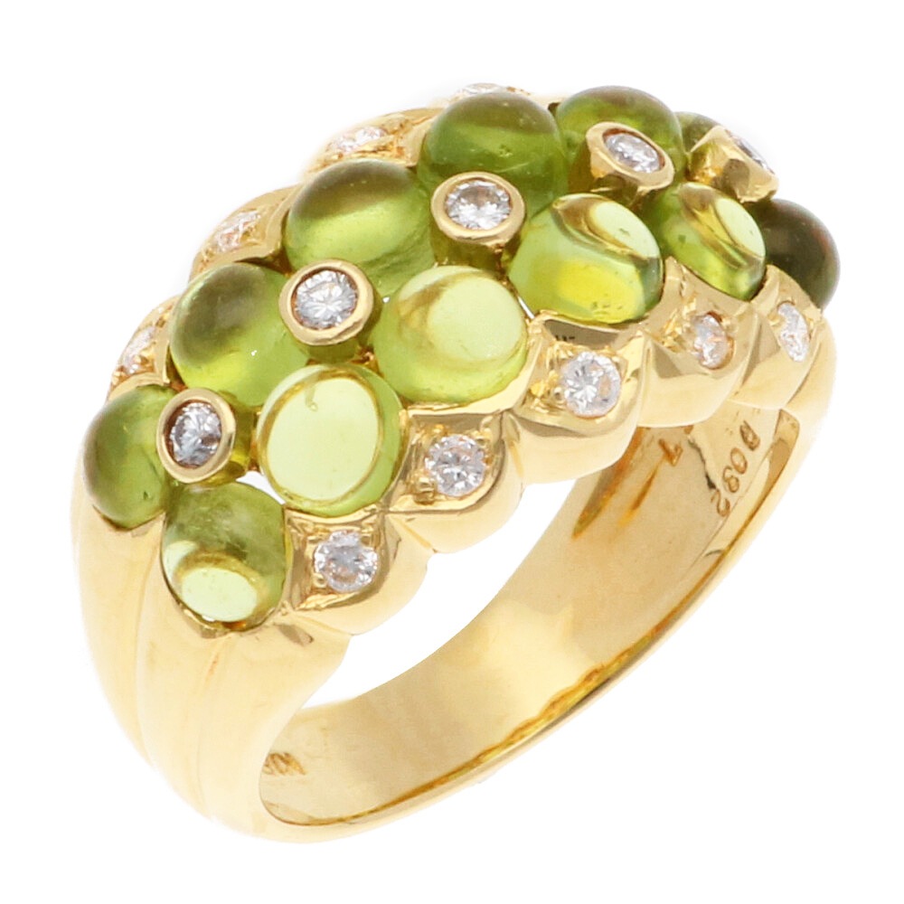 リング 指輪 14号 18金 K18イエローゴールド ペリドット 中古 美品