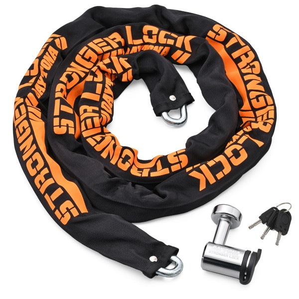 D48410 バイクロック 30mm幅チェーン φ8mmスチール合金製 ストロンガーチェーンロック 2.0m