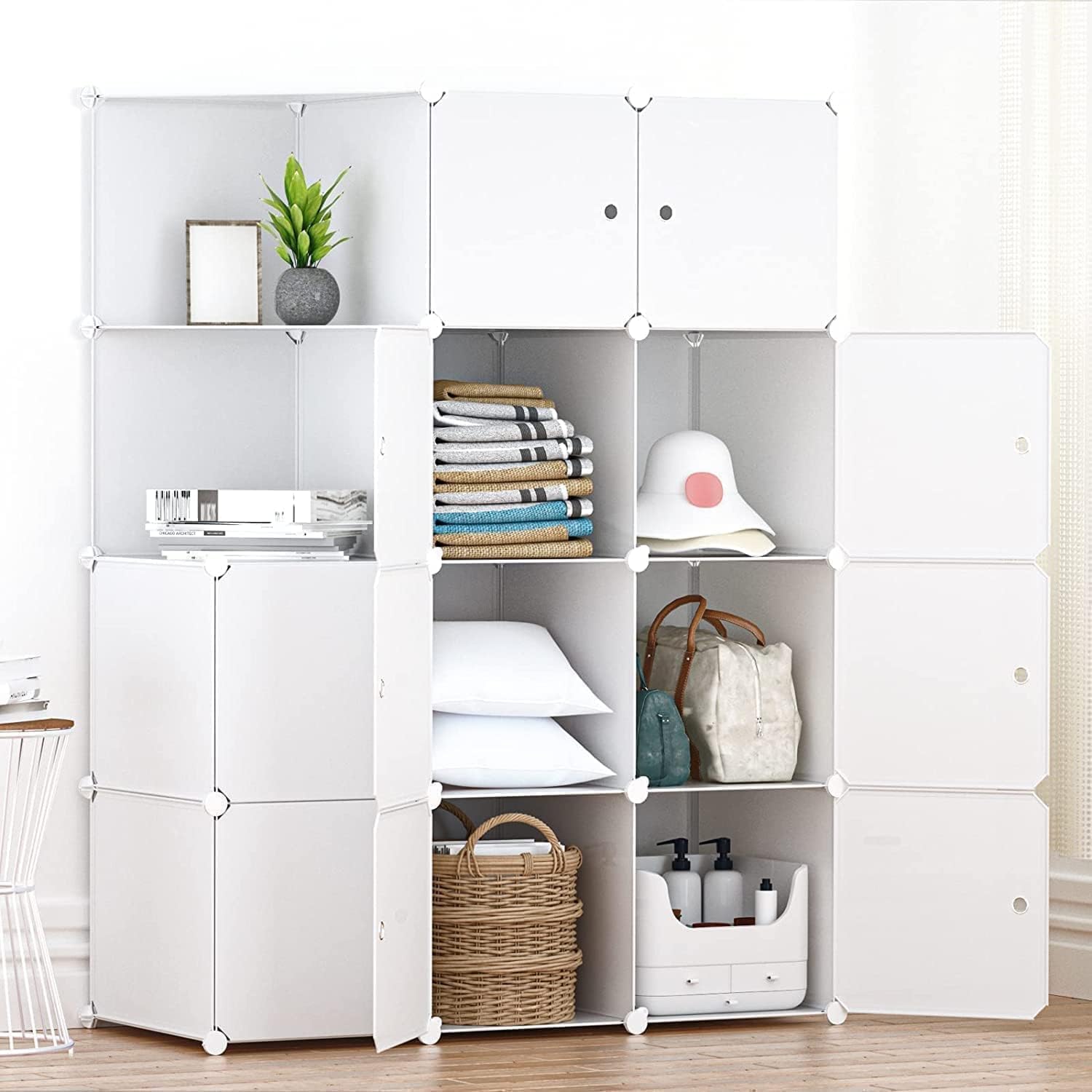 ワードローブ 組み立て式 衣類ケース クローゼット 収納ボックス 衣類収納 DIY収納 収納棚 DIY可能 環境保護樹脂 鉄筋の骨組 防水 防塵 耐荷重 大容量 日本語説明書付き