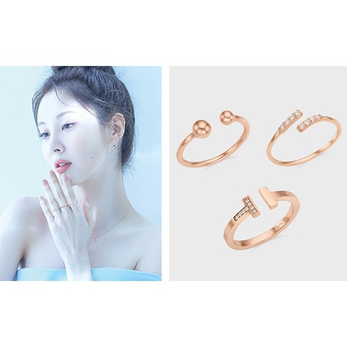 [ソヒョン 着用] ハグ シルバーピンク 3種 リング セット/韓国ジュエリー 韓国の人気ブランド 人気ジュエリー 韓国ファッションスタイル